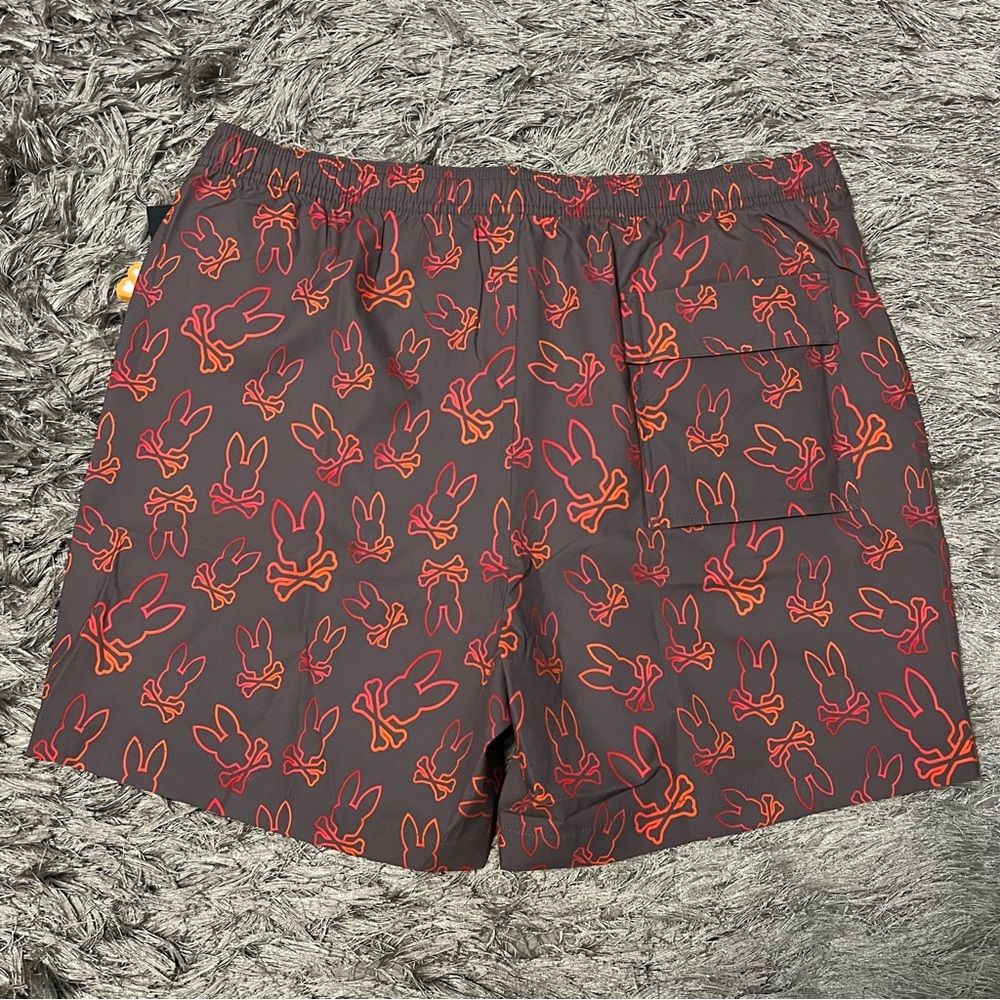 PSYCHO BUNNY Men's Red Sheldon All Over Print Swim Trunk - Picture 2 of 6